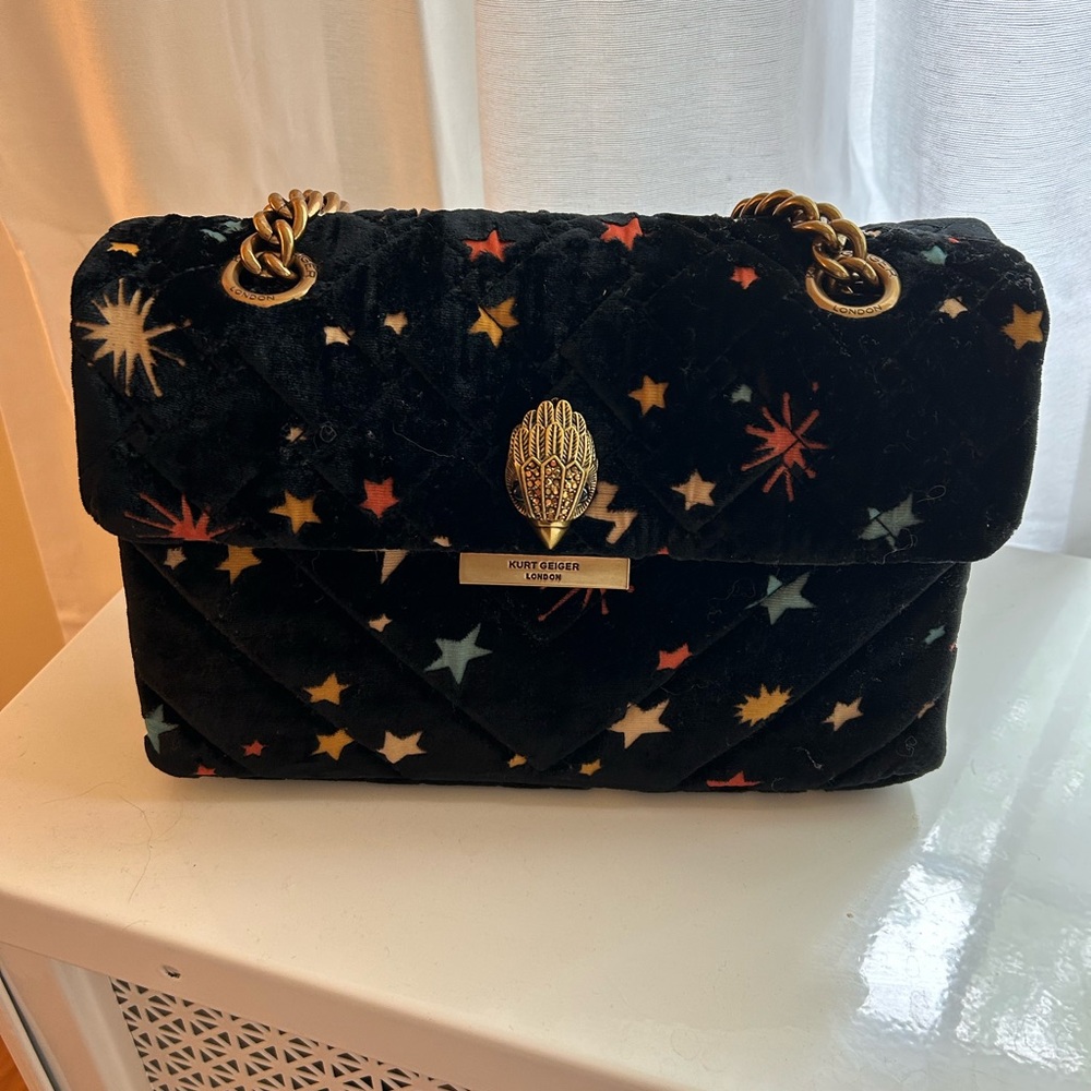 Kurt Geiger Black Kensington Velvet Bag